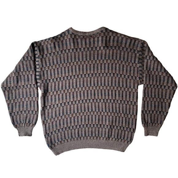 Vintage Eclectic Grandpa Sweater Men Brown Stripes Academia 80s Indie Grunge-XL - Picture 6 of 11